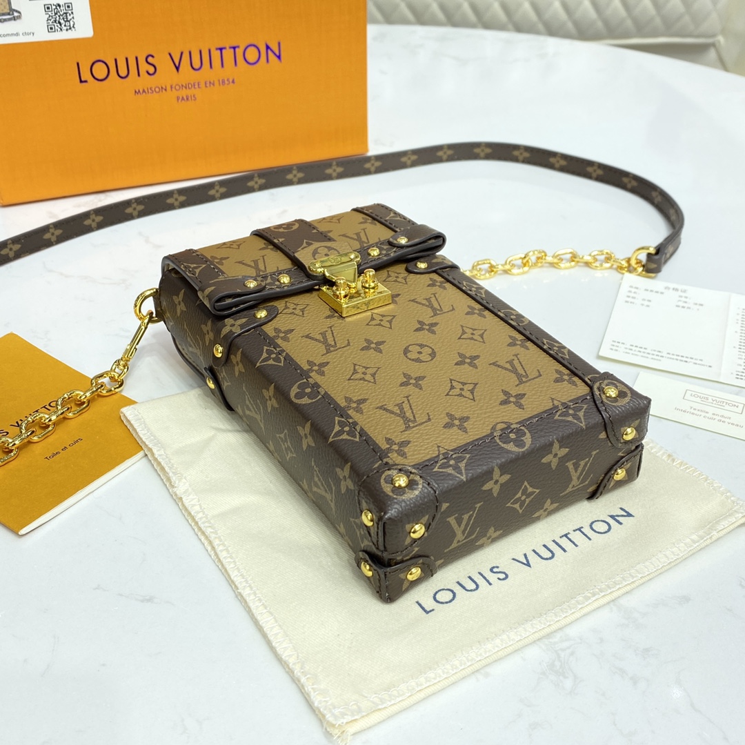 Louis Vuitton VERTICAL TRUNK POCHETTE Mini Bag Monogram M67873 